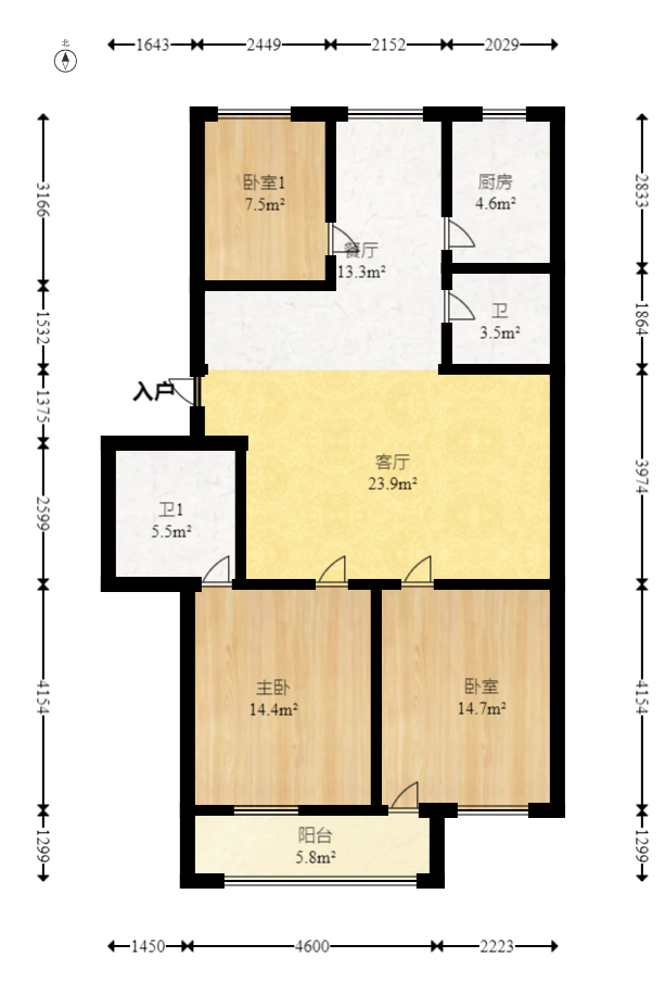 中南汽车世界 3室2厅2卫 40.0万 中南汽车世界 3室2厅2卫 40.0万户型图