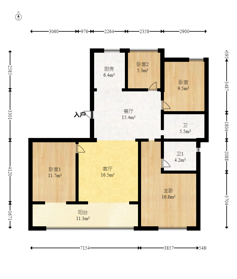 日盛湖湘悦府 4室2厅2卫 115.0万 日盛湖湘悦府 4室2厅2卫 115.0万户型图