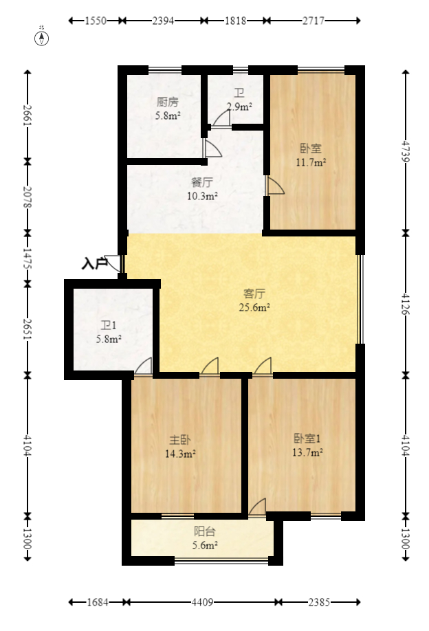 中南汽车世界 3室2厅2卫 35.8万 中南汽车世界 3室2厅2卫 35.8万户型图