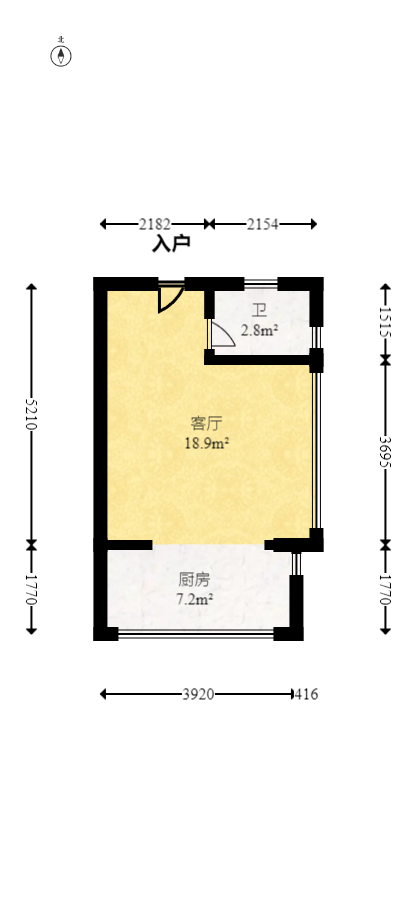 观湖公寓  1室1厅1卫   32.00万室内图1