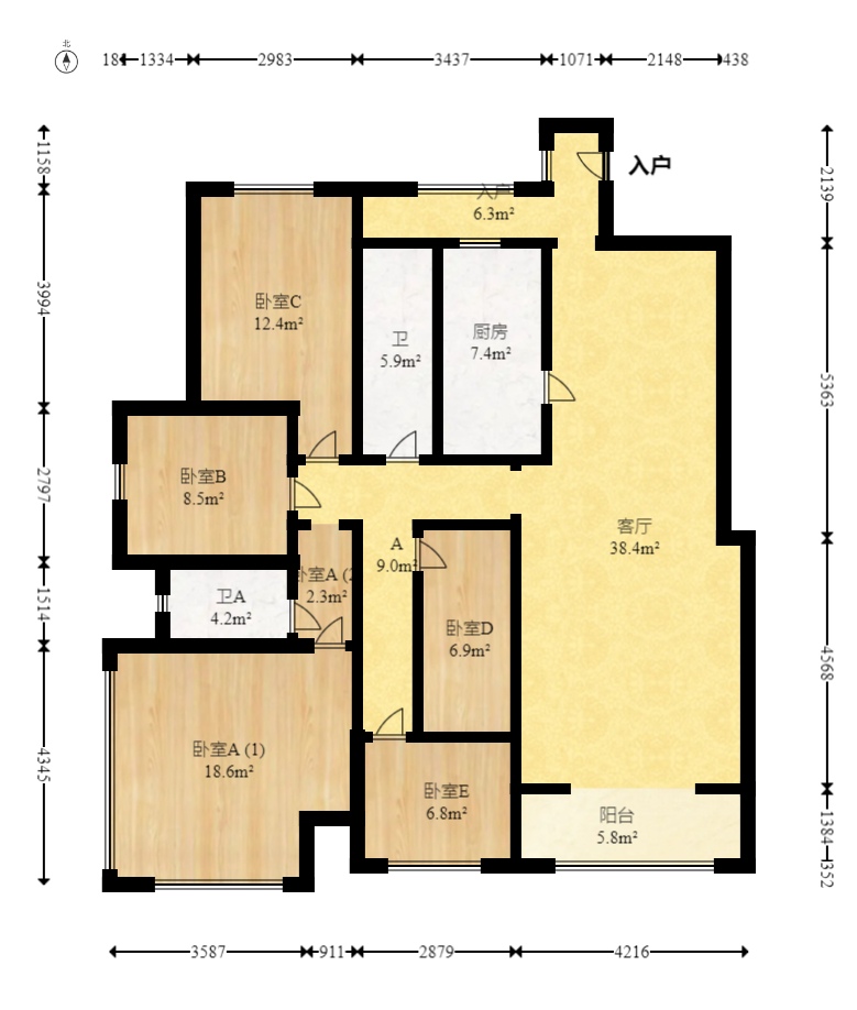 沁园春御院 4室2厅2卫 168.0万 沁园春御院 4室2厅2卫 168.0万户型图