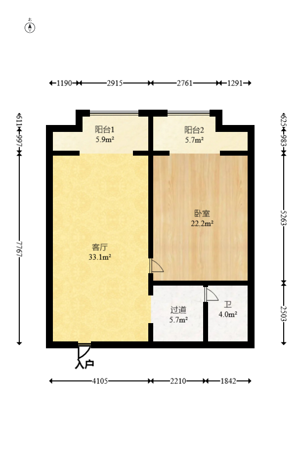 东友星座  2室1厅1卫   137.00万室内图1