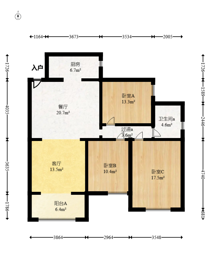 欧园  3室2厅1卫   112.00万室内图1