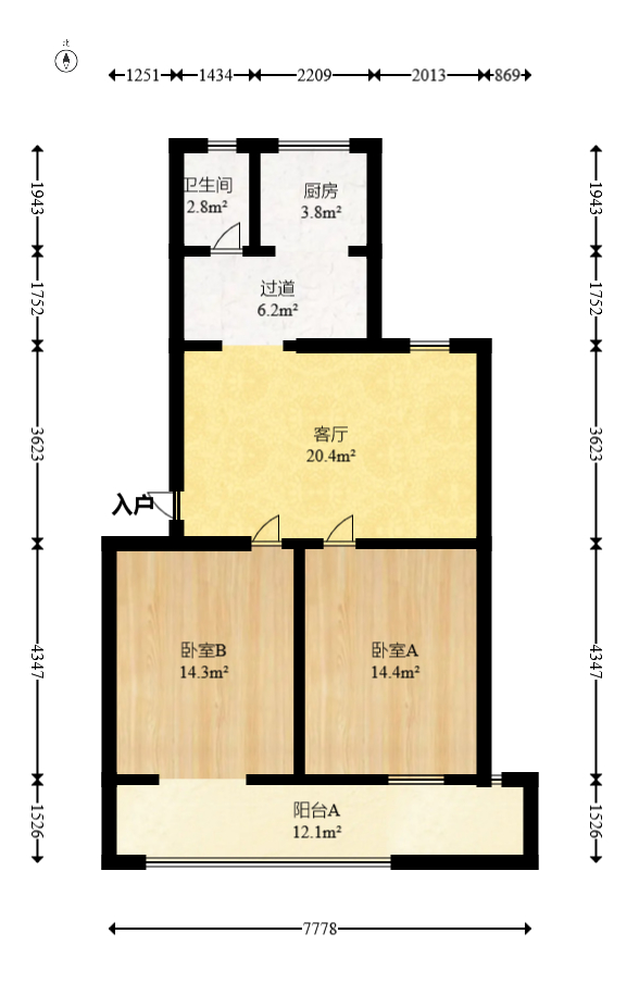 广电南院宿舍（省人民广播电视台宿舍南院）  2室1厅1卫   58.00万室内图1