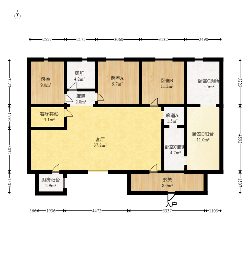 梦想滨江左岸  4室1厅2卫   106.00万室内图1