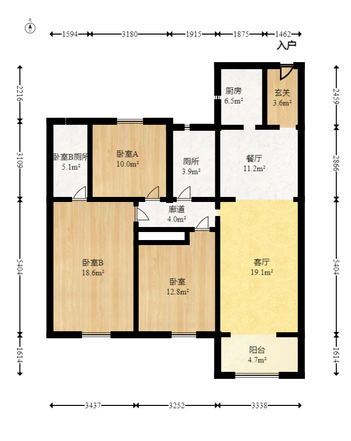 中海阅麓山一期  3室2厅2卫    185.0万室内图1