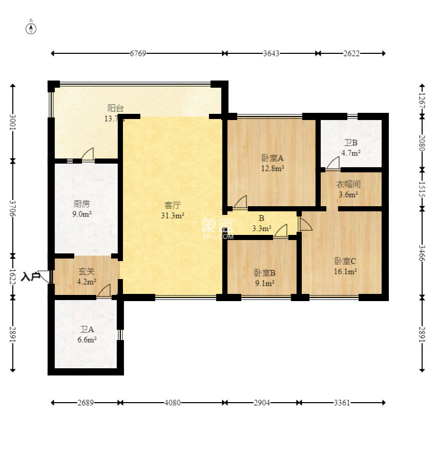 恒大雅苑  3室2廳1衛(wèi)   125.00萬