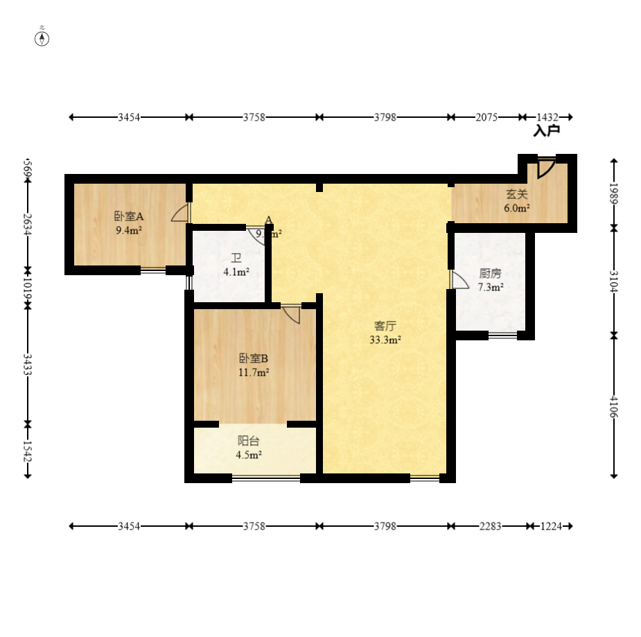 富兴金地大厦  2室1厅1卫    75.0万 富兴金地大厦  2室1厅1卫    75.0万户型图
