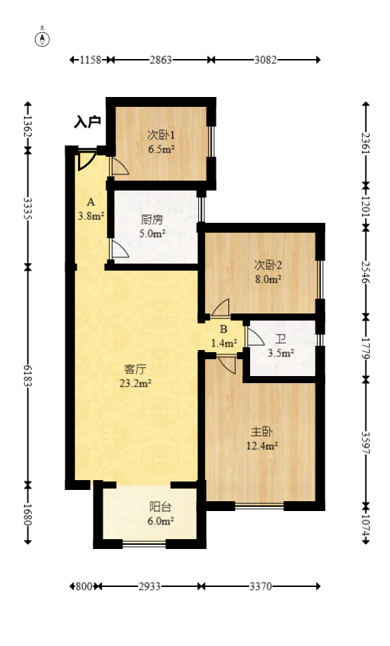 印山蓝色海岸  3室2厅1卫   69.80万室内图1