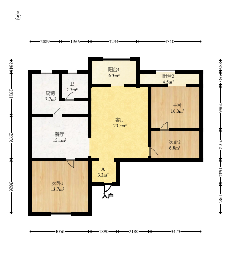 天和华城 3室2厅1卫 41.8万 天和华城 3室2厅1卫 41.8万户型图