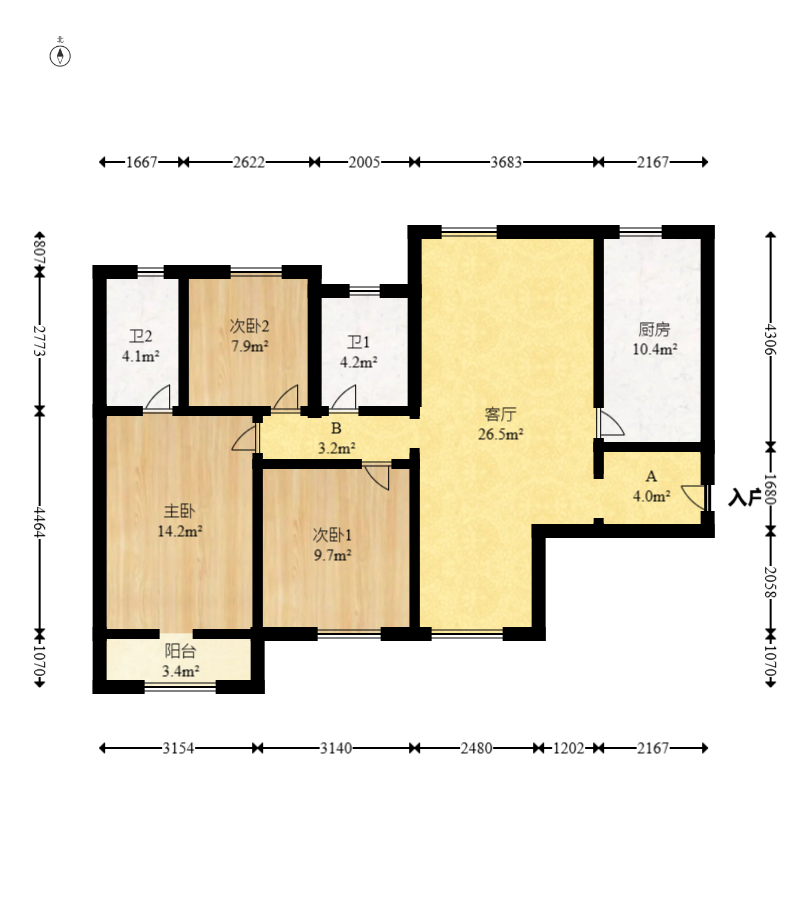 深业睿城 3室2厅2卫 82.0万 深业睿城 3室2厅2卫 82.0万户型图