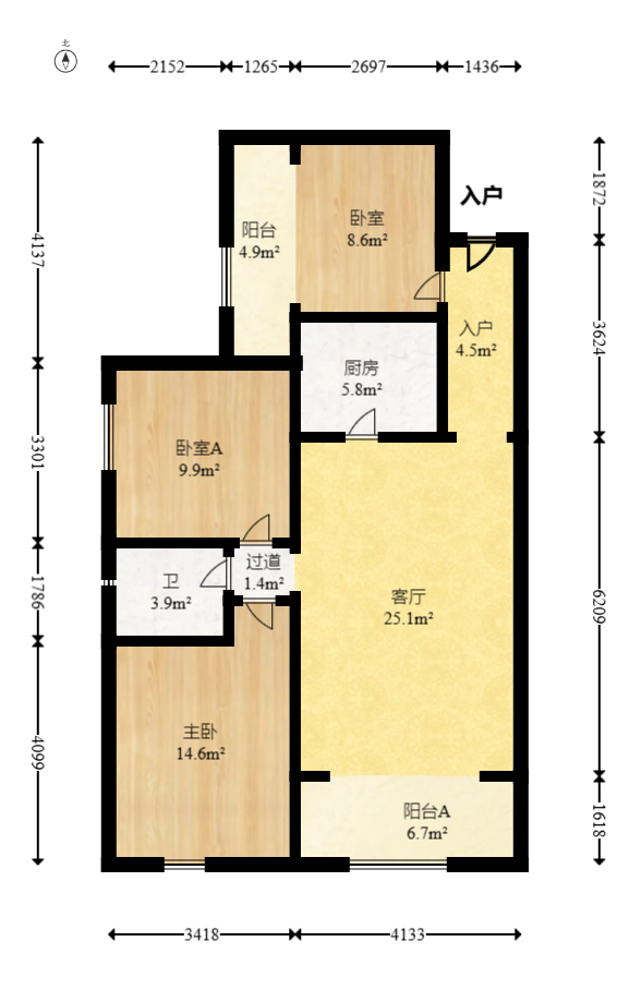 松雅湖壹号 3室2厅1卫 82.8万 松雅湖壹号 3室2厅1卫 82.8万户型图