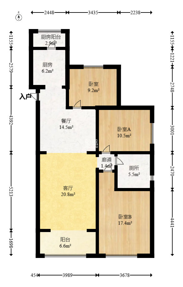 梦想滨江左岸  3室2厅1卫   95.30万