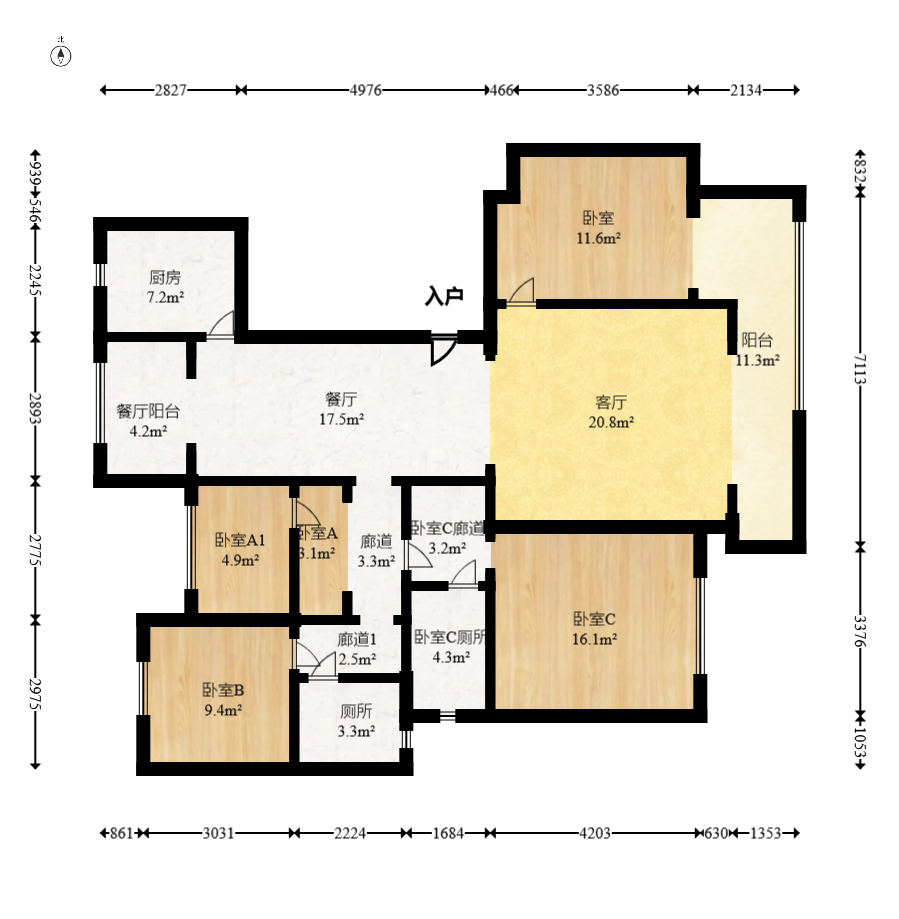 建发电建江山悦  4室2厅3卫   240.00万室内图1