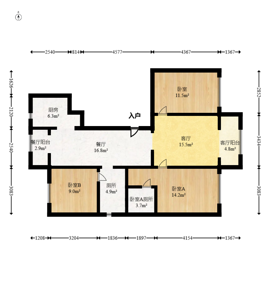 建发电建江山悦  3室2厅2卫   158.00万室内图1