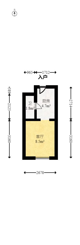 保利香槟国际  1室1厅1卫   16.80万室内图1
