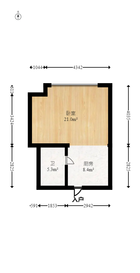 天健芙蓉盛世一期  1室1厅1卫   30.80万室内图1