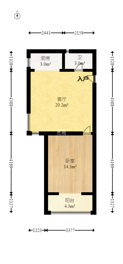 金领家族  1室1厅1卫   48.00万