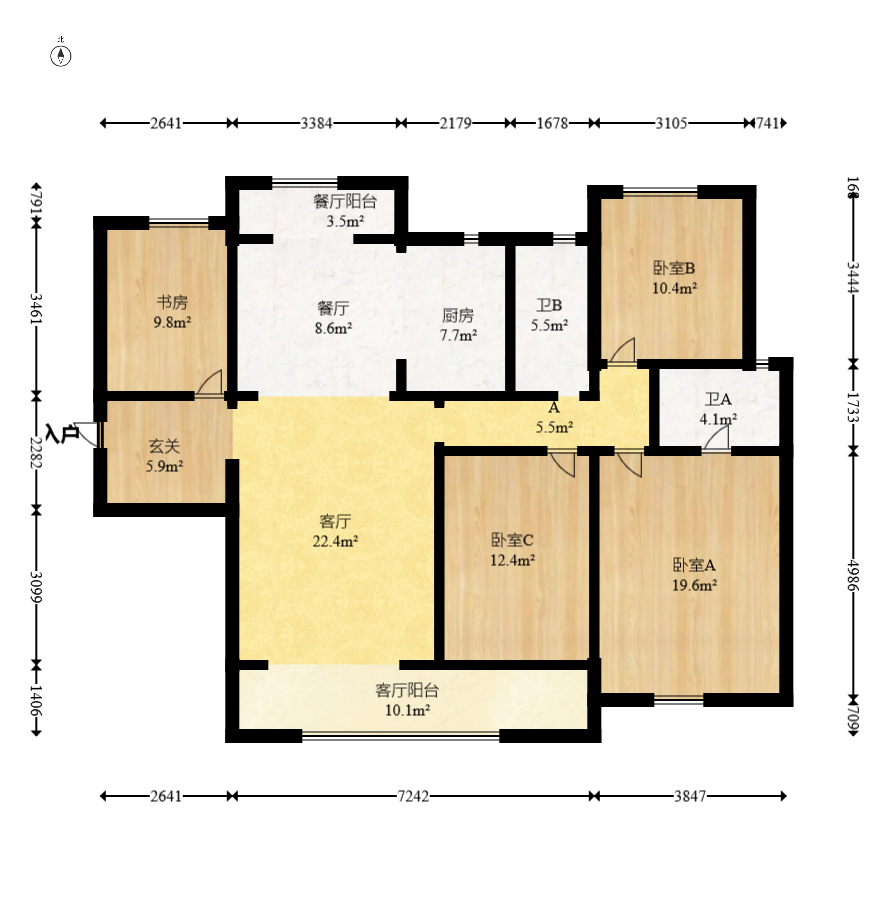 万科森林公园  4室2厅2卫   205.00万室内图1