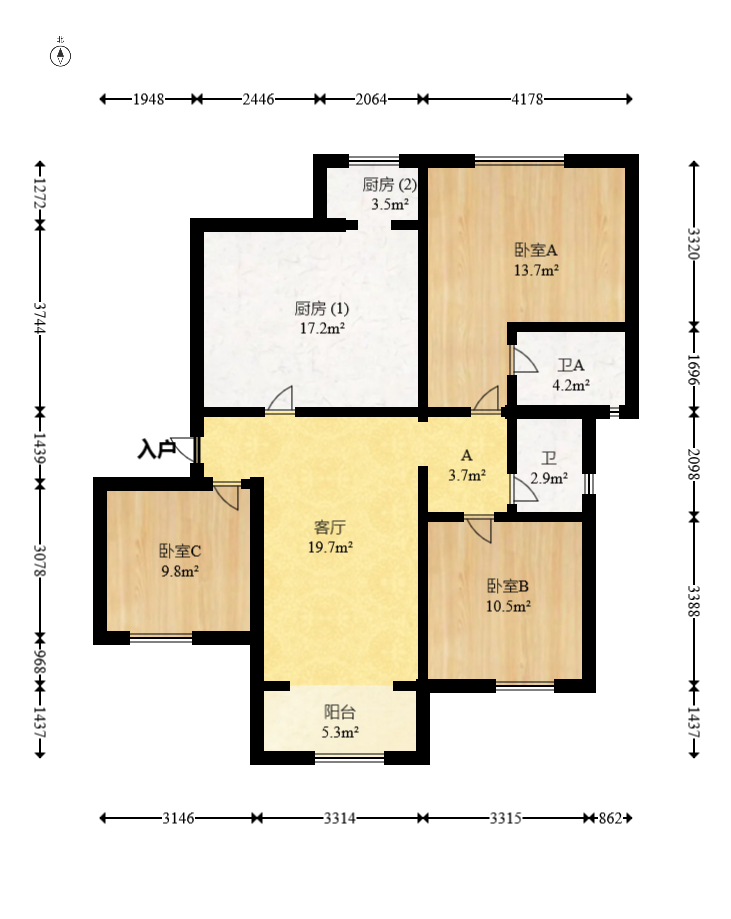 沁园春御院  3室2厅2卫    116.0万 沁园春御院  3室2厅2卫    116.0万户型图