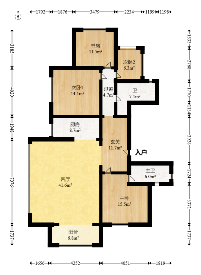 保利堂悦  4室2厅2卫   178.00万室内图1