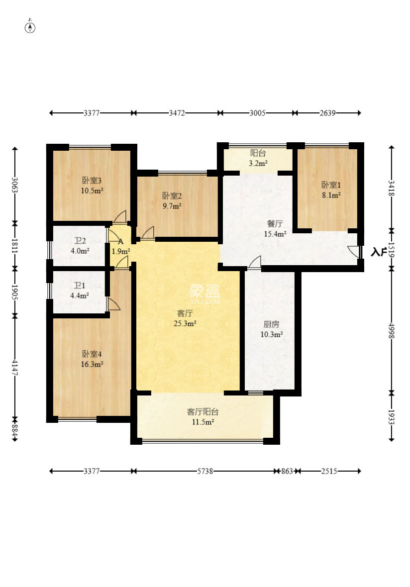 龍?bào)J佳苑  4室2廳2衛(wèi)   115.00萬(wàn)