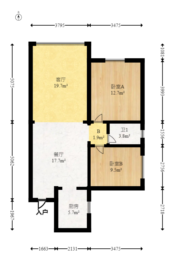 星城新宇黎雅苑 2室1厅1卫 46.8万 星城新宇黎雅苑 2室1厅1卫 46.8万户型图