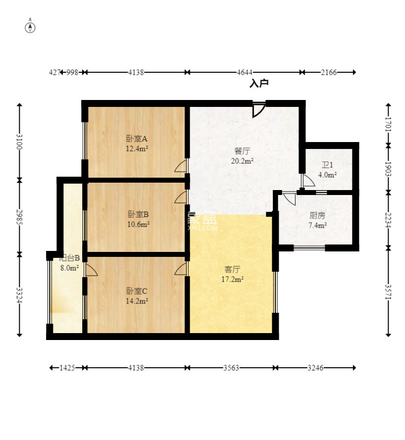 京豪大厦  3室1厅1卫   85.00万