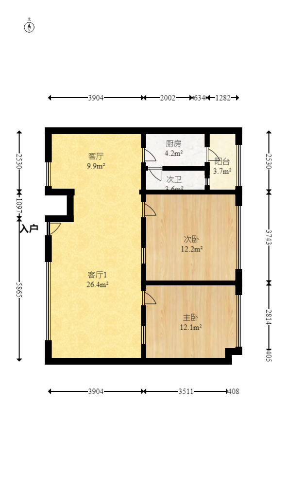 琼泰公寓 2室2厅1卫 95.0万 琼泰公寓 2室2厅1卫 95.0万户型图