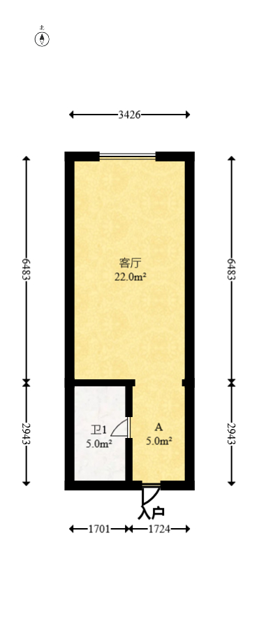 碧桂园印象  1室0厅0卫   50.00万室内图1