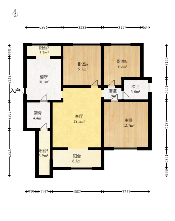 骑龙大街（骑龙苑）  3室2厅2卫   80.00万室内图1