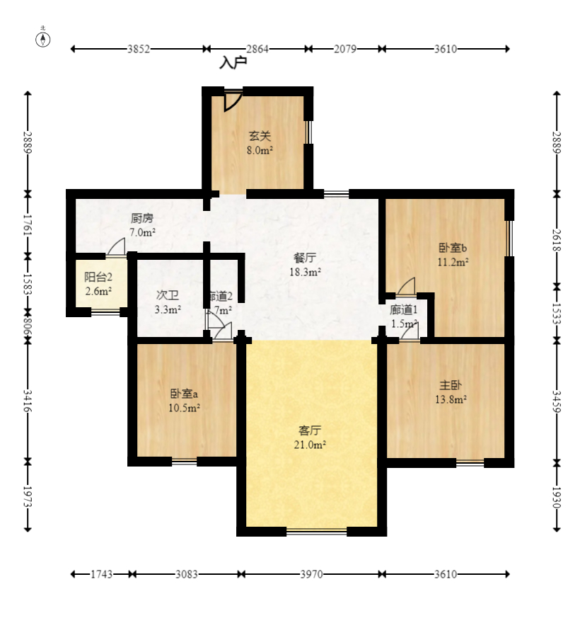 保利麓谷林语B区  3室2厅1卫   119.00万室内图1