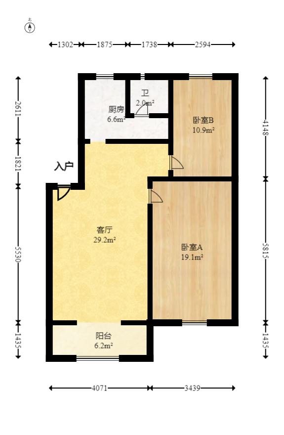 湘仪家园  2室2厅1卫   70.00万室内图1