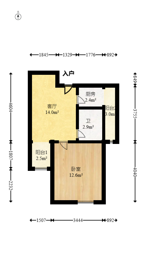 中江国际花城  1室1厅1卫    37.0万 中江国际花城  1室1厅1卫    37.0万户型图