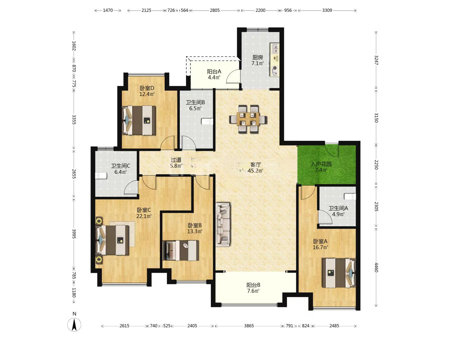 华晨神农湾 4室2厅2卫 238.0万 华晨神农湾 4室2厅2卫 238.0万室内图