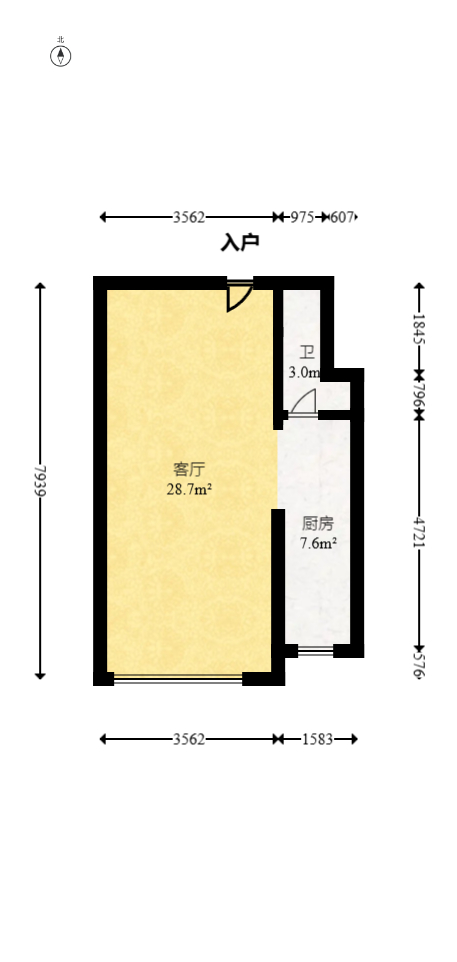 湘域中央  1室1厅1卫   57.80万室内图1