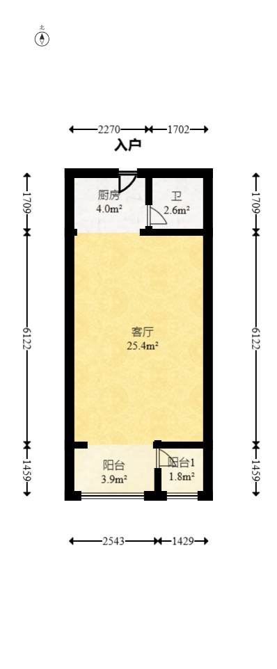 七彩丽都  1室1厅1卫   50.00万室内图1