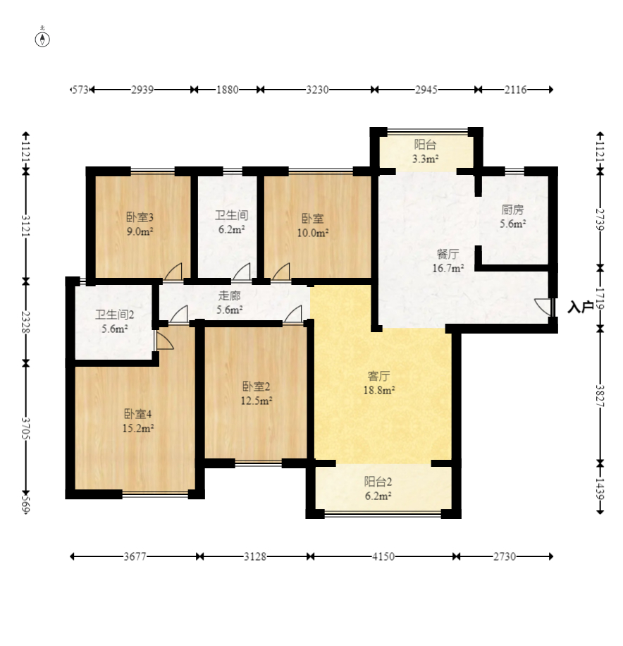 日盛湖湘花苑 3室2厅2卫 102.8万 日盛湖湘花苑 3室2厅2卫 102.8万户型图