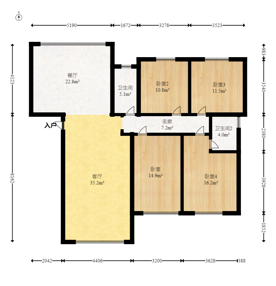 旭辉汇樾城 4室2厅2卫 95.2万 旭辉汇樾城 4室2厅2卫 95.2万户型图
