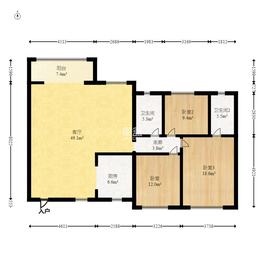 财汇新天地（财汇商务广场）  3室2厅2卫    65.0万