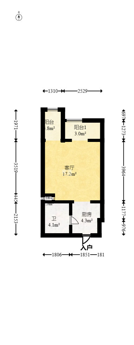 铂宫  1室1厅1卫   46.00万