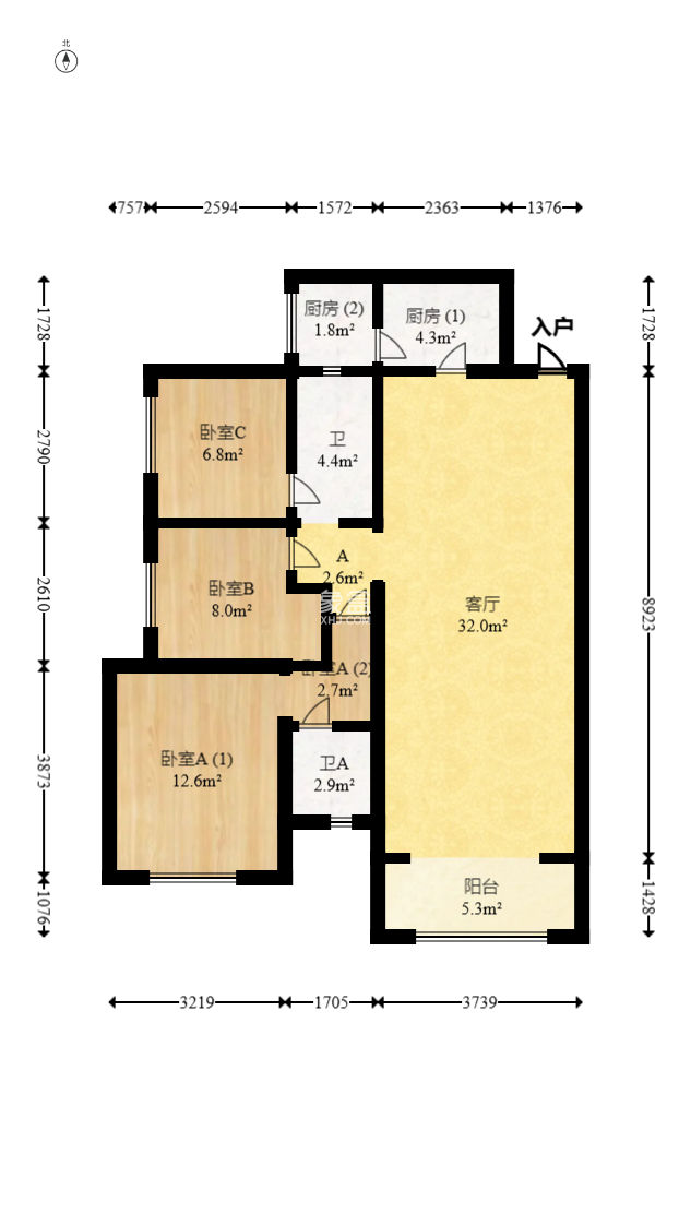 中建梅溪湖中心  3室2厅1卫   140.00万