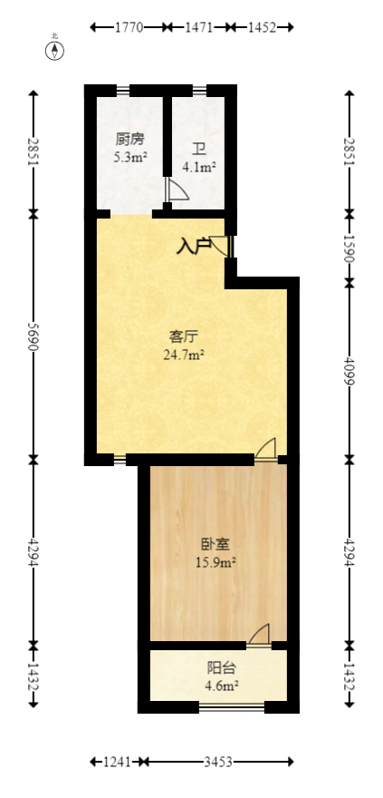 金帆小区  1室1厅1卫   42.00万室内图1