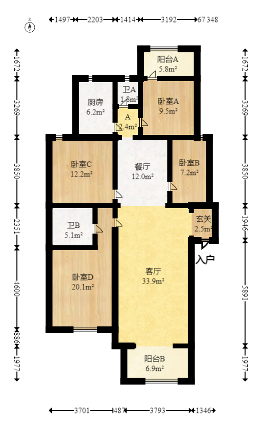金帆小区  4室2厅2卫   62.00万室内图1