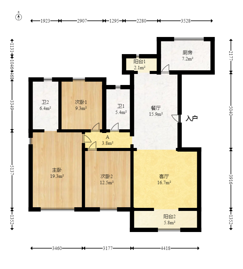 奥凯花园  3室2厅2卫   99.80万室内图1