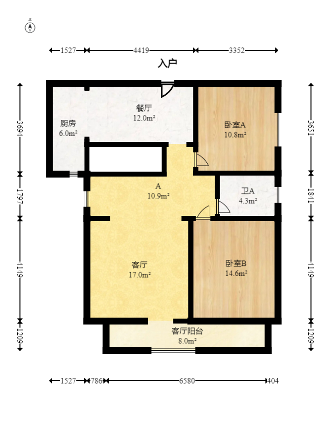 旭辉藏郡（藏郡、旭湘华府)  3室2厅1卫   227.00万室内图1
