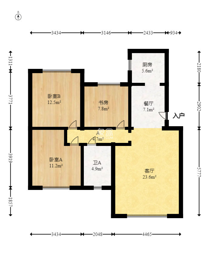 滨江海棠湾  3室2厅1卫   80.00万