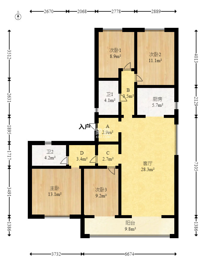 三一云谷  4室2厅2卫   178.00万