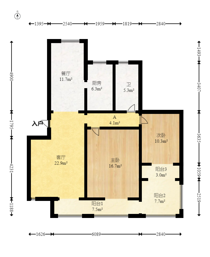 鹏基诺亚山林 3室2厅1卫 120.0万 鹏基诺亚山林 3室2厅1卫 120.0万户型图