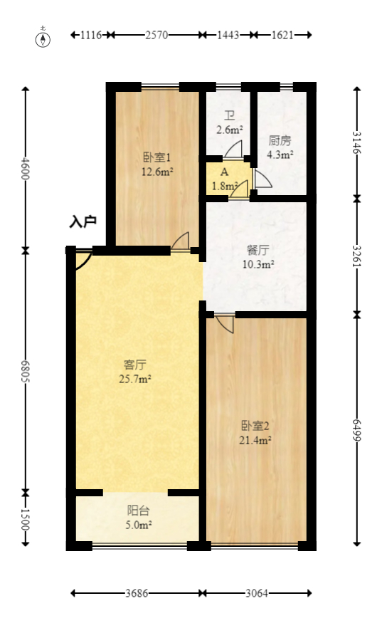三湘小区  2室2厅1卫   46.80万室内图1